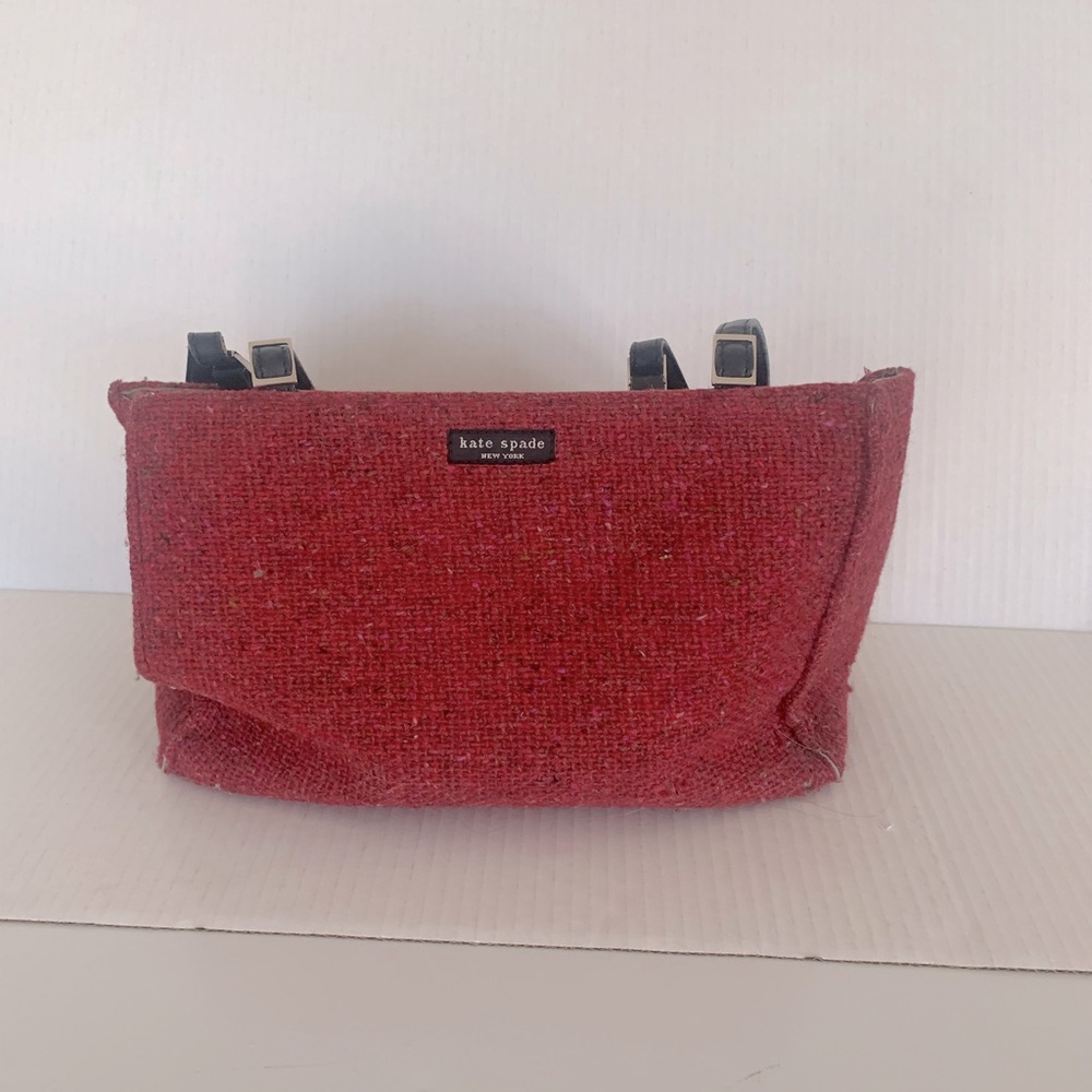 Kate Spade women’s red wool small tote purse 11” x 8.5”